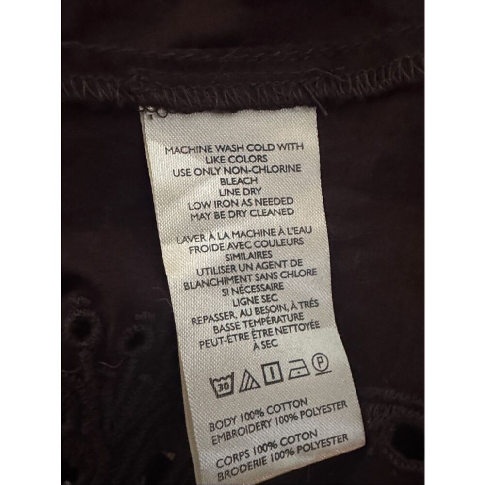 Free People Sweet Escape embroidered eyelet tie front top in brown XS - Picture 7 of 8